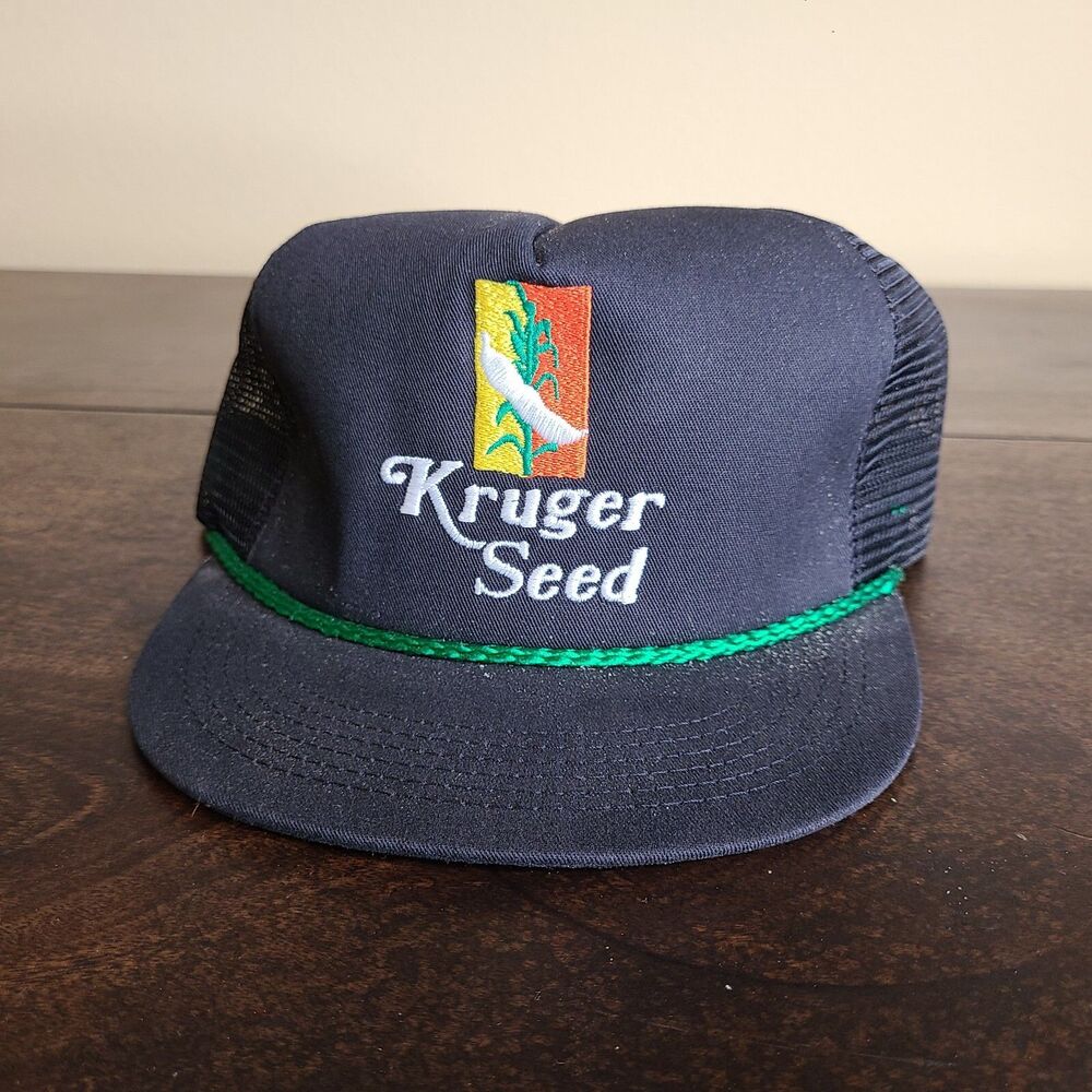 Kruger Seed Black Mesh Snap-back Cap Green Rope K-Products USA trucker hat